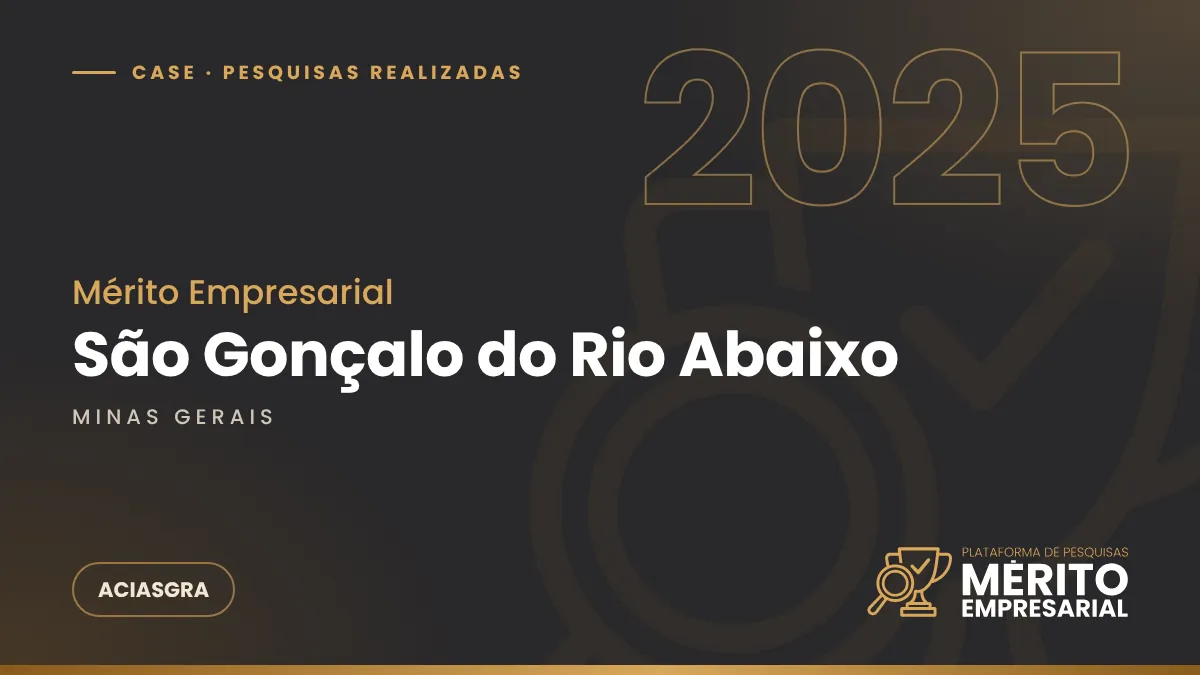Capa do case Mérito Empresarial 2025 da ACIASGRA em São Gonçalo do Rio Abaixo MG