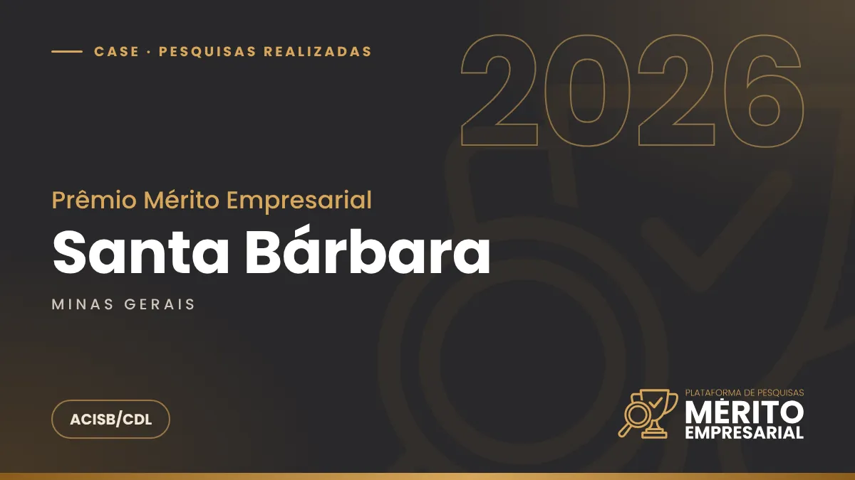 Capa do case Prêmio Mérito Empresarial 2026 da ACISB/CDL em Santa Bárbara MG
